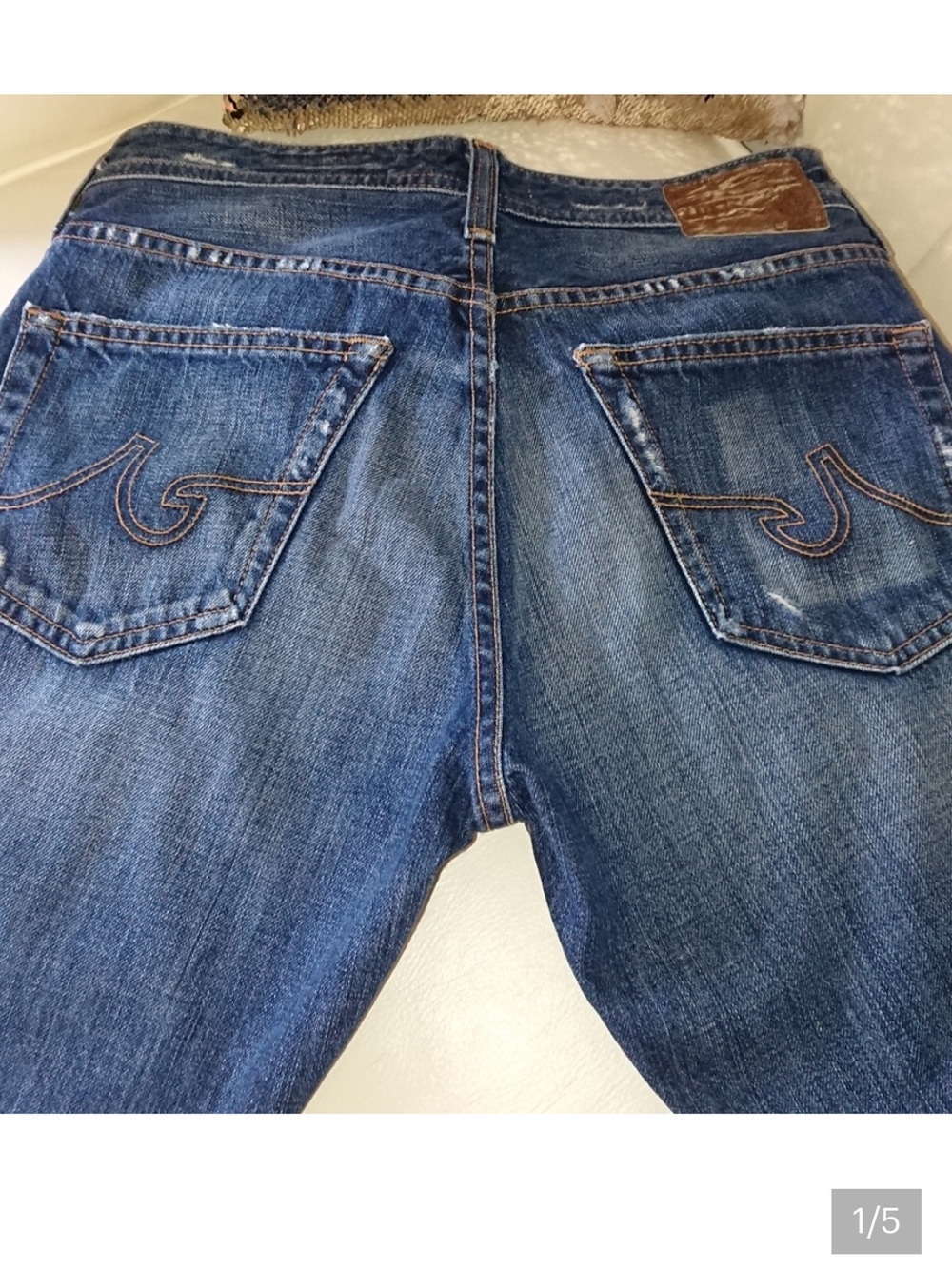 AG Adriano Goldschmied Jeans - Medium Wash, Distressed, Straight Leg